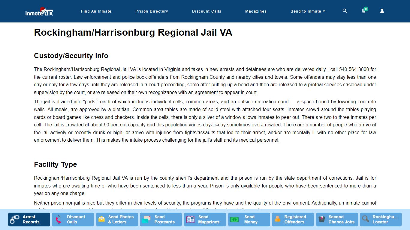 Rockingham/Harrisonburg Regional Jail VA - InmateAid